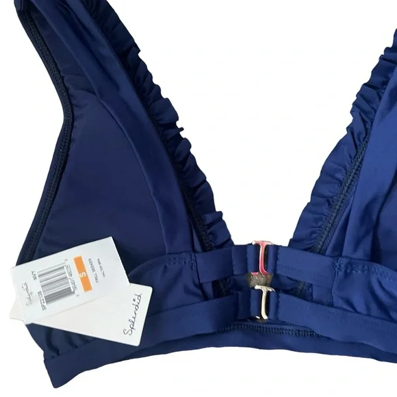 Splendid Frill Seeker Navy Blue Halter Bikini Top SP22138 NWT Size Small - Picture 8 of 8